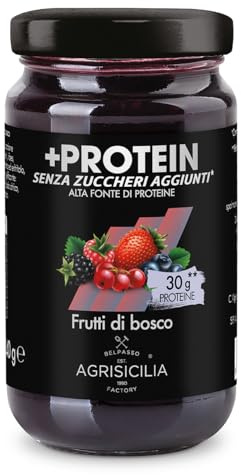 Agrisicilia +Protein Confettura di Frutti di Bosco fonte di proteine e senza zuccheri aggiunti vasetto da 240 grammi