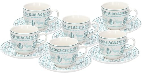 Tognana Polar, set 6 tazze tè con piatto, new bone china, bianco