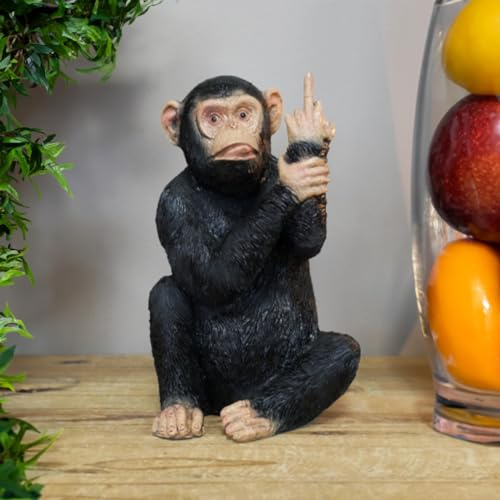 The Enchanted Garden Black Rude Monkey Figurine - Humorous Home Decor Ornaments for Living Room - Middle Finger Gifts - Perfect Gag Gift for Pranksters & Decor Enthusiasts