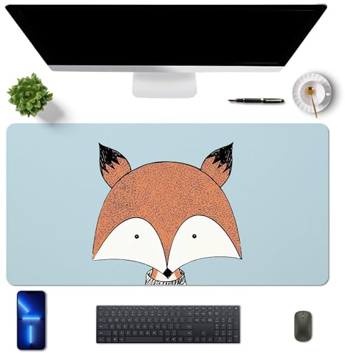 MAYCARI Schreibtischunterlage 80x40 cm PU Leder Rutschfeste Schreibtischmatte Mauspad Große Unterlagenmatte für Laptop Office Desktopschutz, Blau+Fuchs