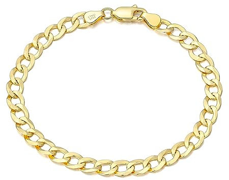Mesnt Ketten Armband Damen, 925 Silber Glatte Kandare Kette Armband 23cm für Damen Gold