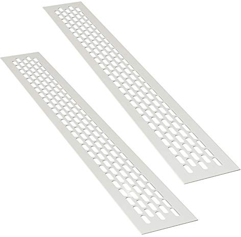 sossai® Rejillas de ventilación de aluminio - Alucratis (2 pieza) | Rectangular - dimensiones: 80 x 6 cm | Color: blanco | rejilla de aire