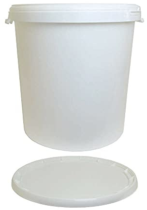 1 x Plastic Buckets Strong Plasterers Builder Buckets Water Tub Cleaning Buckets Cement Mixing Muck Pail Bucket Fermentation Brew Buckets (White, 25L Bucket with Lid)