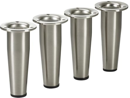 SOTECH 4 Stück Möbelfüße Fox-TROT Höhe 150 mm Edelstahloptik Stellfüße | verstellbar um max. 12 mm Schrankfüße