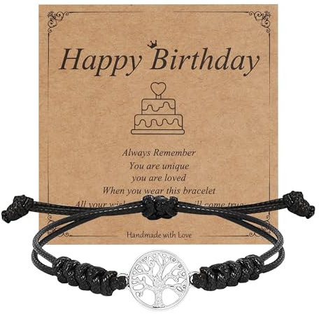Manfnee Bracelet Arbre de Vie d'Argent Pour Femme Homme Bracelet Cordon Fait Main Réglable Porte Bonheur Idéé Cadeau Anniversaire