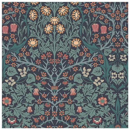 Papier peint intissé William Morris Blackthorn Navy 1005 x 52cm Bleu | Revêtement Mural, Tapisserie | Ambiance Facile à poser et à enlever