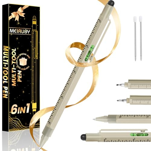 MEIRUBY Cadeaux pour homme, cadeaux de la part de sa fille, fils, épouse, stylo multifonction 6 en 1, gadgets cool pour homme, cadeau d'anniversaire pour homme, papa qui ne veut rien