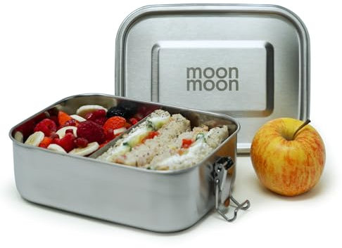 Moonmoon Stainless Steel Lunch Box (0.8L) | Metal Bento Lunch Box for Adults & Kids - BPA free