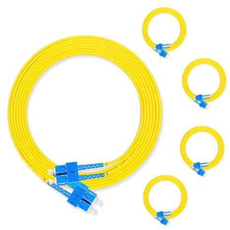 Lebrudos 5Pcs 5 Meter Fibra Ottica Patch Cord SC UPC a SC UPC, Duplex Singola Modalità Fibra Cavo Jumper OS2 G652D 9/125μm, 1310nm/1550nm LSZH 3.0mm