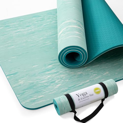 Marjar Yogamatte Rutschfest Gymnastikmatte TPE Fitnessmatte für Yoga Übungsmatte mit Tragegurt Sportmatte 183 cm x 61 cm x 0.6/0.8 / 1cm