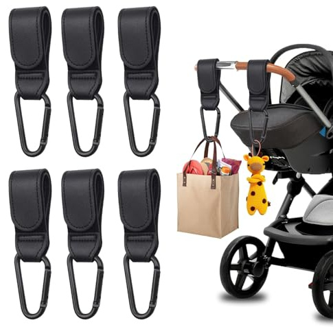 6Pcs Buggy Clips for Pram, Universal Baby Stroller Accessory Hook Pram Clips for Buggy Pram Hooks for Bags Pushchair Hooks Pram Bag Clips Pram Clips for Bags Pram Carabiner Clip