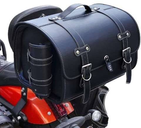 Motorrad Topcase für Kymco Xciting 300-400-500, Leder Motorrad Heckbox Motorradkoffer Topcase Motorrad-Kofferraum Wasserdicht Motorrad Top Box Reisen für Lagerung Helm, B Black