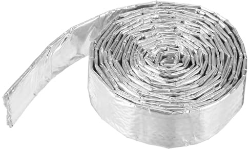 QUARKZMAN Gaine Thermique Aluminisée 3/8 Id X 5,9ft Aluminium Métallique Fibre Verre Gaine Thermique pour Conduites Carburant Câbles Câblage Électrique