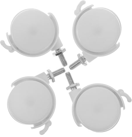 JECOMPRIS 4pcs 1.5-inch White Universal Locking Furniture Caster Wheels Brake Office Chair Replacement Casters for Multiple Floor Surfaces Sturdy Rolling Chair and Computer Wheels