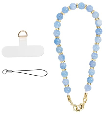 MORSUNBELA Mobile Phone Chain Short, Bracelet Telephone Chain Telephone Pendant Beads Phones Wrist Strap, Bracelet Strap Lanyard for Phones Keys Bags - Dark Blue