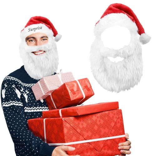 Seguire Personalisierte Nikolausmütze mit Name/Text;Nikolausmütze mit Bart;Nikolausmütze Erwachsene Kinder;Lustige Weihnachtsmütze;Weihnachtsgeschenke für Die Familie