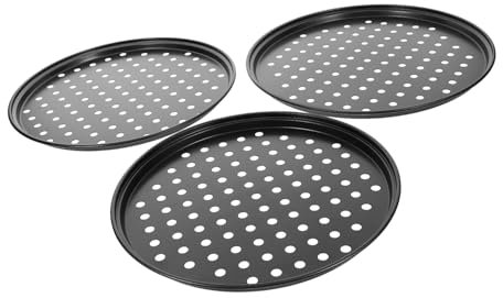 Cabilock 3piezas Bandeja Redonda Para Pizza Antiadherente Para Hornear Tapas Al Utensilios De Cocina