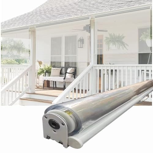 Koncey Transparentes Outdoor-Rollo, Wasserdicht PVC Kunststoff Vorhang, Balkon-Terrassen Seitenzugrollo, Winddichter Staubdicht Regenschutz Fenster Rollos(110 x 140 cm)