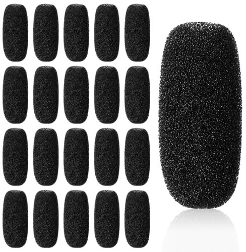 HJZHII 20 PCS Mini Headset Microphone Foam Covers, Mini High Density Lapel Headset Microphone Windscreen Foam Cover Pop Filter for Microphones Mic Cover for Lavalier Microphones Noise Reduction
