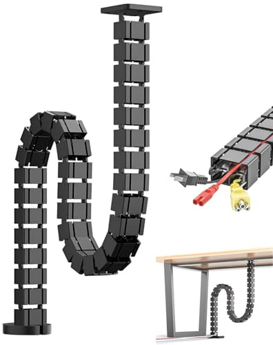 SOONHUA Organizador de cables para escritorio, 130 cm, gestión de cables debajo del escritorio, columna vertebral, manguera de cable de entrada cuádruple, organizador de alambre eléctrico para el