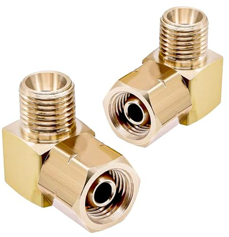 2 Stück Gas Verbindungswinkel 1/4,Links 90 Grad Messing Eckverbinder,Gas Adapter für Camping,Gasschlauch Winkel, Wohnmobil,Caravan