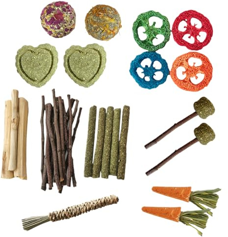 Rabbit Wooden Toys - Rabbit Hamster Wooden Chewing Snacks - Rodent Teeth Care Rodent Toys Supplies for Small Pets Rabbits Hamsters