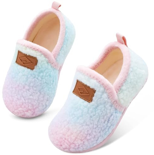 JIASUQI Toddler Slippers Boys Girls Slip on House Shoes Lightweight Baby Sock Shoes Outdoor Kid Walking Shoes(DtPink 125,UK Size 3.5-4)