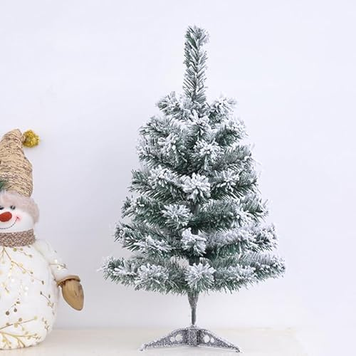 Liten Julgran, Shibida 60 cm Julklo, Mini Konstgjorda Jultallar Träd Snöigt Träd Konstgjort Snöigt Bord Julgranar Miniatyr, Vit
