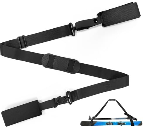 xiaoxiaozhijia Sangle Baton de Ski, Bandoulière de Ski Réglable Rembourrées Sangle Transport Ski et Porte-Bâtons Ski Accessoires de Ski