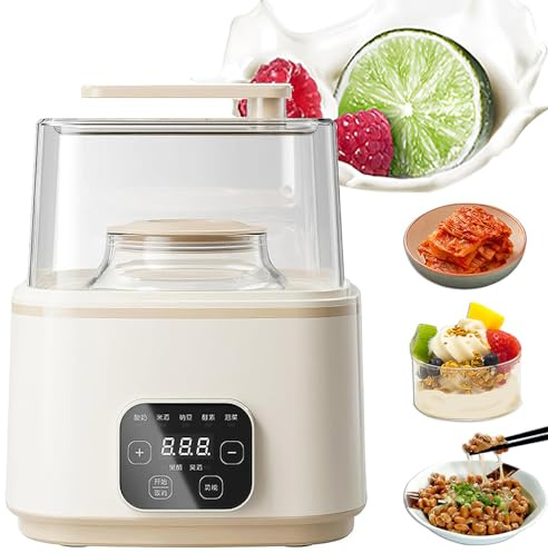 Genérico Máquina para Hacer Yogur, Máquina De Fermentación Multifuncional, Tanque Interno De Doble Capacidad 1l + 2l, Temporizador Inteligente De Temperatura Constante