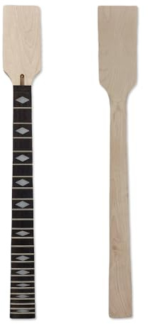 Conboxus E-Gitarrenhals mit 24 Bünden, 64,8 cm, Ahorn-Ersatz-Paddelkopf, unlackierter E-Gitarrenhals, Floyd-Rose-Kontermutter, Schraube an der Ferse (2)