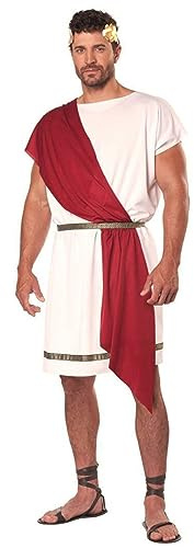Disfraz de adulto griego toga dios blanco romano Deluxe Halloween Cosplay ropa antigua pareja romana medieval disfraz blanco con cinturón baile de máscaras moda hombre