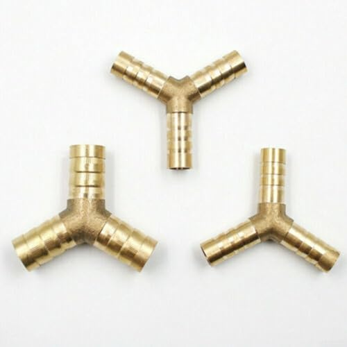 Linnkyfloa Messing-T-Stecker und Y-Anschluss, 3-Wege-Schlauchverbinder für Luft, Wasser, Atem, Kraftstoffleitung, 6 mm, 8 mm, 10 mm, 12 mm, Sanitär-Adapter (Y 12 mm)