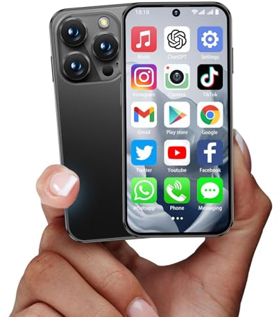 Mini teléfono inteligente 4G, desbloqueado, pantalla completa HD de 3.9 pulgadas, 1950 mAh, Android 12, SIM dual 3 GB + 32 GB, teléfono celular pequeño 4G más pequeño del mundo para niños, GPS Face ID