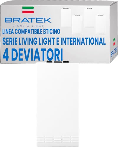 Bratek 4 Deviatori Compatibili Bticino Living Light e International Bianchi | Deviatore Unipolare Basculante x Supporti B Ticino Livinglight e Living International - Sostituisce N4003N - Made in Europe