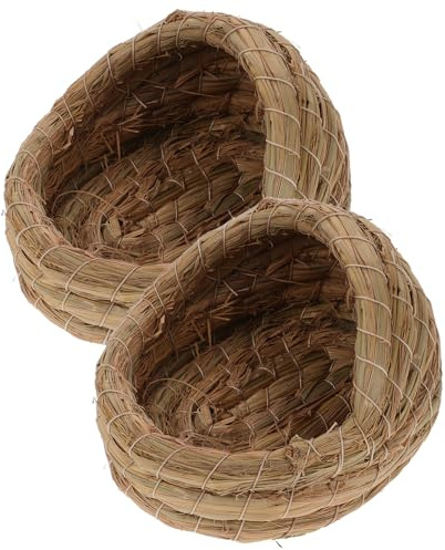 SHINEOFI Lot de 2 Nids en Paille Tressée pour Petits Animaux Cabane Poulailler 15 CM Maisonnette Confortable pour Poules Pondeuses et Nid de Couchage Naturel