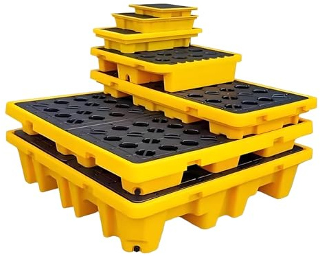 SFSLBFB Auslaufsichere Auffangwanne für Ölfässer, stapelbare Kunststoffplattform für den industriellen Einsatz in Lagerhallen und Fabriken – 49 x 35 x 9 cm