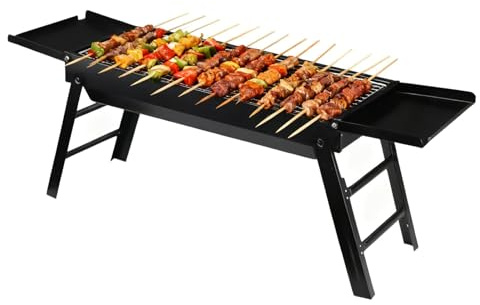 Barbecue portatile a carbonella da campeggio - Griglia rimovibile - Barbecue all'aperto con ripiani laterali per campeggio appartamento balcone spiaggia picnic viaggio portellone