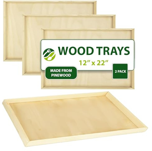 Eco Leaf Products 22×12 Wooden Large Rectangle Serving Platter Set of 2 – Reusable & Biodegradable, Durable Eco-Friendly Tray for Weddings, Parties, Buffets, BBQs & Appetizers