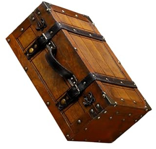 lmoikesz Valigia in Legno Vintage con Maniglia, Baule Decorativo, Accessorio Fotografico Vecchio Stile, portagioie per viaggiatori, portagioie per Biglietti da Visita, ricevute, Foto