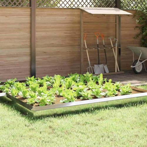 Nqyjm Valla de caracol 4 piezas plata 100 x 3,5 x 25 cm acero galvanizado para jardín, terraza, exterior