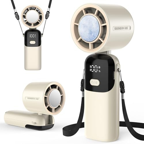 Ventilador de Mano, 3600mAh Ventilador Portátil Refrigeran con 1-100 Velocidad,Hasta 12H,Pantalla LED,Plegable 90° Ventilador Pequeño Silencioso,4-en-1 Mini Ventilador USB para Camping,Viajes,Exterior
