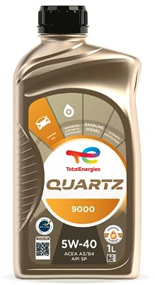TotalEnergies Quartz 9000 5W40 Engine Oil ACEA A3/B4, API CF/SP Age-Resistance Technology Fuel Economy Formula Advanced Synthetic Motor Oil Lubricant 1L