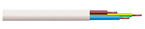 Merriway BH01452 3-Core Round Flex Cable, 2183Y 0.5mm White, 10 Metres (33 feet)
