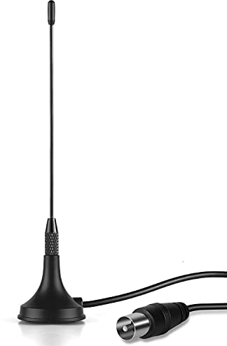 TV Antenne DVB-T/DVB-T2 -August DTA180- Kleine tragbare mini Antenne Tuner Stick mit stärkerem Empfang/Magnetfuß 1,5m Kabel/Smart Signalverstärker für alle DVB-T2 Geräte/Schwarz