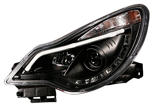 AutoStyle Satz Scheinwerfer inkl. TFL 'Light-Bar' passgenau | kompatibel mit Opel Corsa D 2011-2014 - Schwarz - exkl. OPC