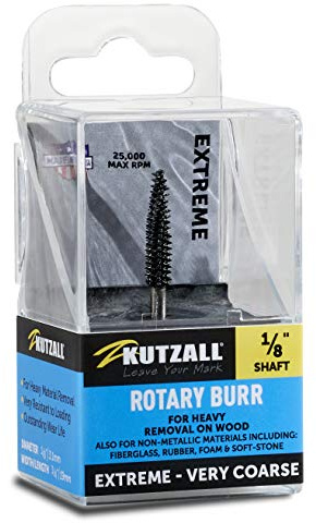 Kutzall Extrem Kegelfräser, 1⁄8 Schaft, sehr grob - Holzbearbeitungsaufsatz für Dremel, Foredom, Milwaukee. Schleifmittel Wolframkarbid, 1⁄8 (3,1mm) Durchmesser X 7⁄8 (22.2mm) Länge TX-18-EC