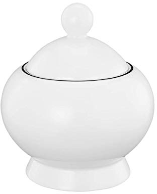 Seltmann 001.741620 Weiden Lido Porzellan Zuckerdose 6 Personen Schwarze Linie, Rund, 10826 Dekor, Weiß, 0.35 L Kapazität, 10.8cm Höhe, 9.5cm Durchmesser