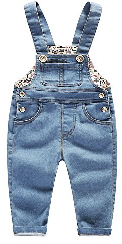 KIDSCOOL SPACE Salopette di Jeans Blu e Nera per Neonati e Bambini/Ragazze, Abbigliamento da Lavoro in Jeans