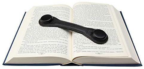 Superior Essentials Leder-Lesezeichen-Bücherhalter, schwarzes Leder, Papierbeschwerer für Koch-, Lehr- und Arbeitsbücher, freihändiges Lesen, rutschfestes Design und magnetischem Lesezeichen, 1er-Pack